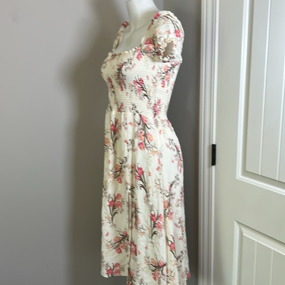 Reformation Inka Dress in Leila Off Shoulder Smocked Floral Womens Size XL - Picture 8 of 15